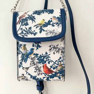 Unique Birds Purse Blue White Multicolor Pleather Cardinal Finch Bluebird